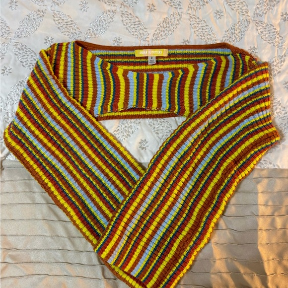 Urban Outfitters Colorful Striped Cable Knitted Shrug Cropped Sweater - Picture 2 of 8